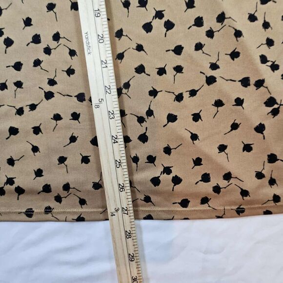 Cato Mixed Fabric Top Tan Black Floral Print Long Net Sleeves Women's Size 18/20 - Picture 8 of 11